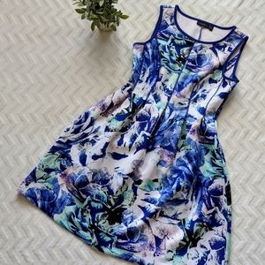 Blue Floral Scuba Dress